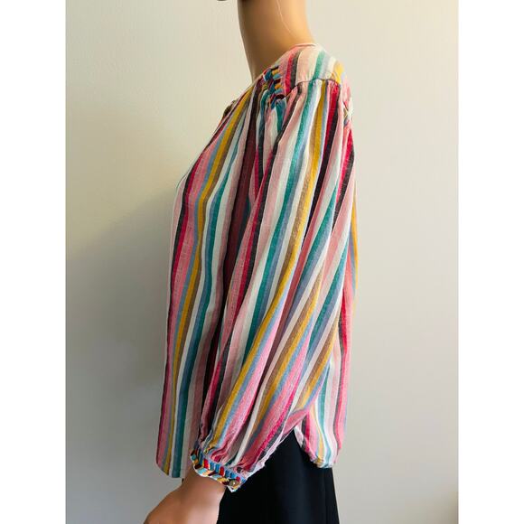 Xirena Charlie Shirt size small striped embroidered in painted sunset boho - Picture 6 of 9